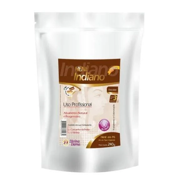 Henê Powder Chocolate Straightening Smoothing Dyeing Henna 240g - Divina Dama