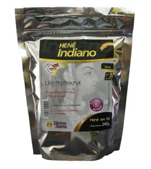 Henê Powder Black Straightening Smoothing Dyeing Henna 240g - Divina Dama