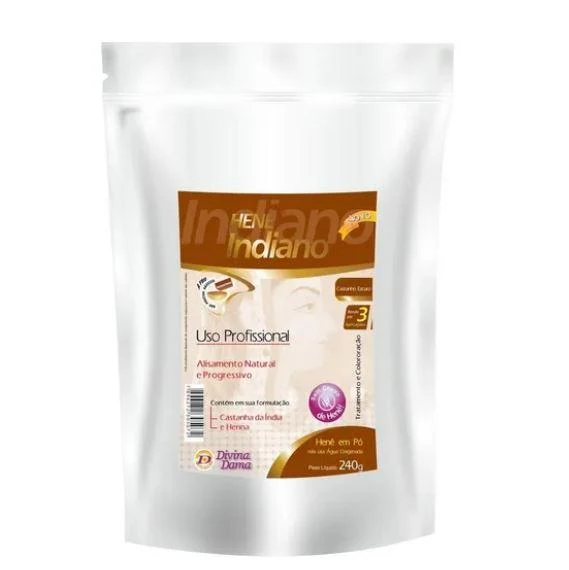 Henê Powder Dark Brown Brunette Straightening Dyeing Henna 240g - Divina Dama