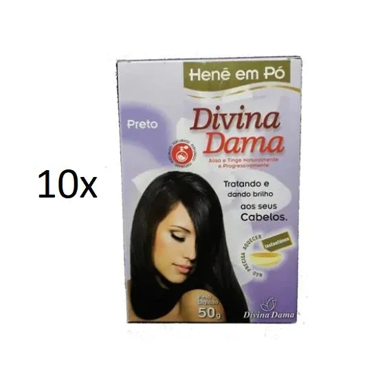 Lot of 10 Henê Black Powder Henna Straightening Dyeing 50g - Divina Dama