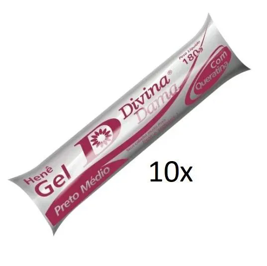 Lot of 10 Henê Gel Keratin Medium Black Tube Straightening 180g - Divina Dama
