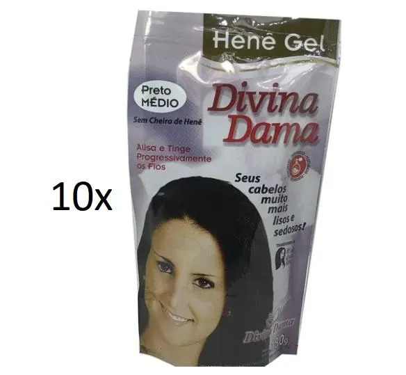 Henê Gel Black Medium Straightening Dyeing Keratin Henna 180g - Divina Dama