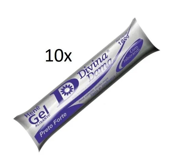 Lot of 10 Henê Gel Straightening Strong Black Dyeing Tube 180g - Divina Dama