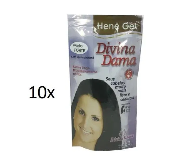 Lot of 10 Keratin Henê Gel Strong Black Straightening Henna 180g - Divina Dama