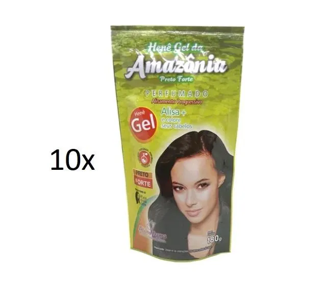 Lot of 10 Amazon Henê Gel Strong Black Straightening Henna 180g - Divina Dama