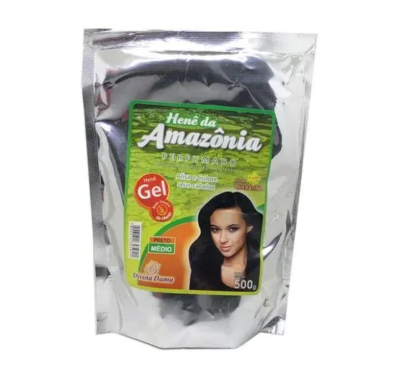 Amazon Henê Gel Medium Black Straightening Keratin Henna 500g - Divina Dama
