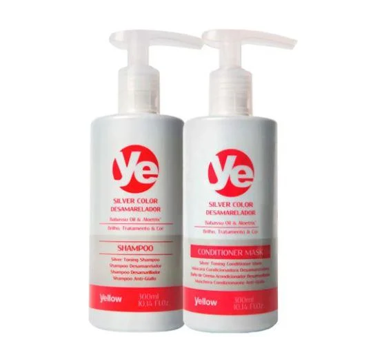 Silver Color Blond White Gray Treatment Aloetrix Babaçu Oil Kit 2x300 - Yellow