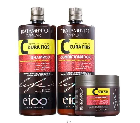 Cura Fios Intensive Treatment Cure Wires Nourishing Moisturizing Kit 3 Prod. - Eico
