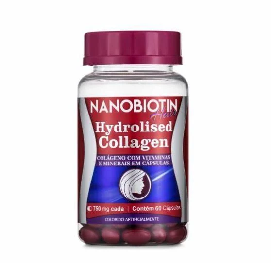 Nanobiotin Hair Supplement Hydrolised Collagen 60x750mg Caps. - Nanovin A