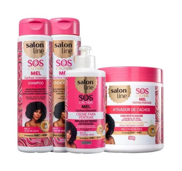 Salon Line S.O.S Honey Curls Intense Curly Wavy Treatment Kit 4 Prod.
