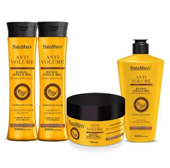 Banana Honey Oat Anti Volume Moisturizing Home Care Kit 4 Prod. - Natumaxx