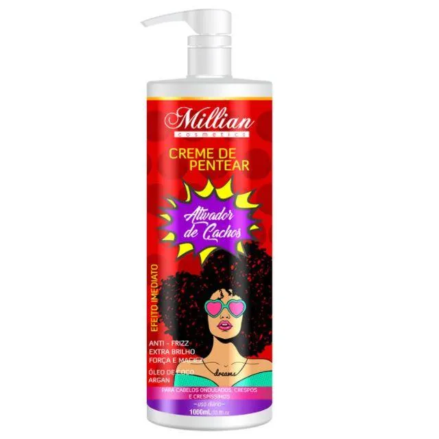 Immediate Curl Activator Anti Frizz Coconut Argan Combing Cream 1L - Millian