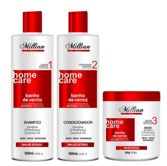 Varnish Bath Home Care Maintenance Softness Shine Restore Kit 3x500 - Millian