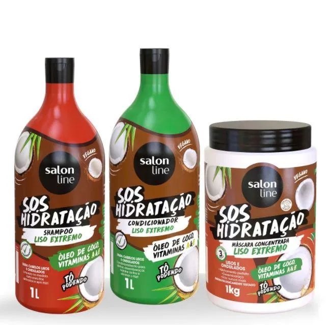 Salon Line SOS Hydration Extreme Smooth Coconut Oil Vitamins Treatment Kit 3x1