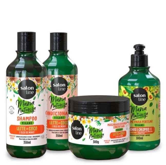 Salon Line Vegan Maria Natureza Coconut Milk Monoi Treatment Kit 4 Products