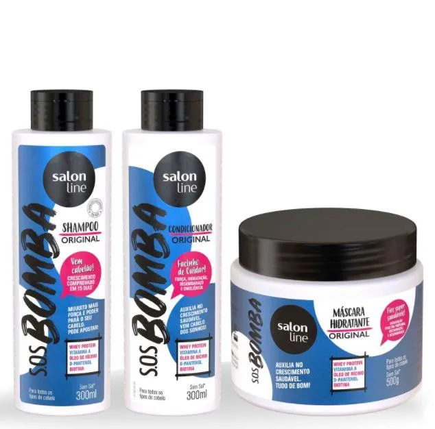 Salon Line Hair Strenght Grow Original Whey Protein SOS Bomba Kit 3 Products