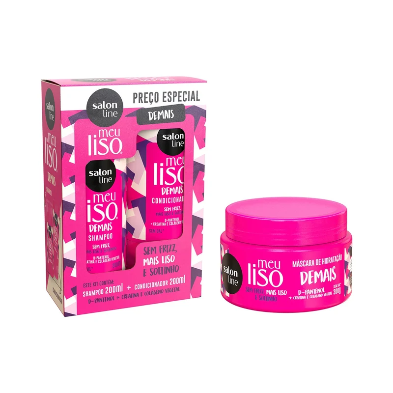 Salon Line My Smooth Too Smooth Vegan Creatine Collagen Anti Frizz Kit 3 Prod.