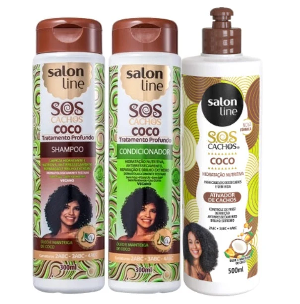 Salon Line Professional Home Care Treatment Kit SOS Coconut Curls 3 Products