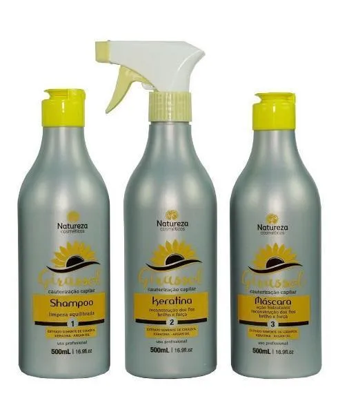 Professional Sunflower Cauterization Argan Keratin Treatment 3x500ml - Natureza