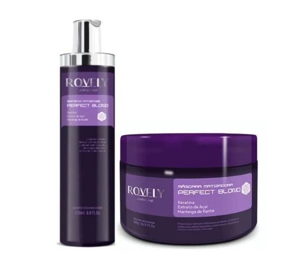 Toning Hair Treatment Kit Perfect Blond Keratin Acai Karite 2 Products - Rovely