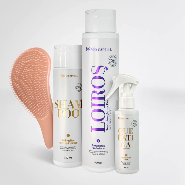 Kit Progressiva Orgânica Para Loiros (Alisa e Matiza) + Escova de cabelo Mio Capelli