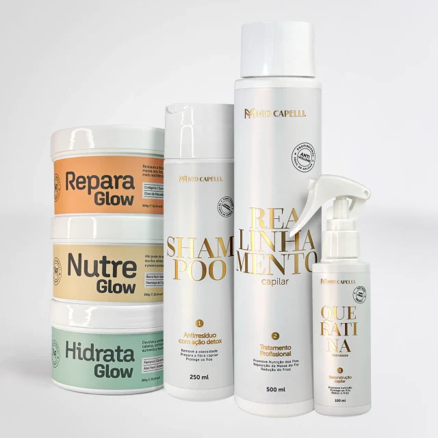 Kit Progressiva Orgânica (Shampoo, máscara e finalizador) + Cronograma GlowUp Mio Capelli