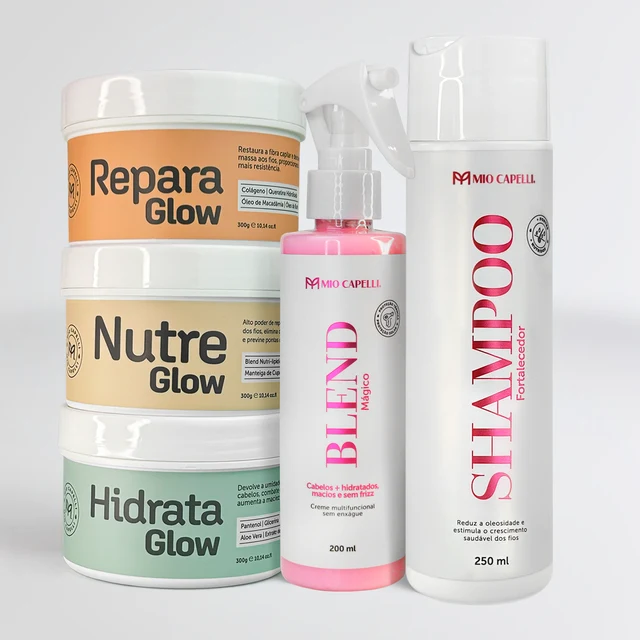 Kit Cronograma Capilar + Shampoo Fortalecedor + Blend Mágico Mio Capelli