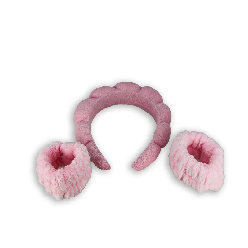 Set 1 serre-tête et 2 bracelets pour soin du visage