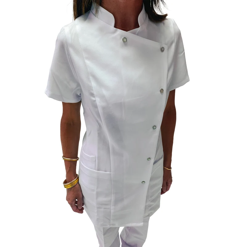 Blouse Blanche Col Mao 3 Poches