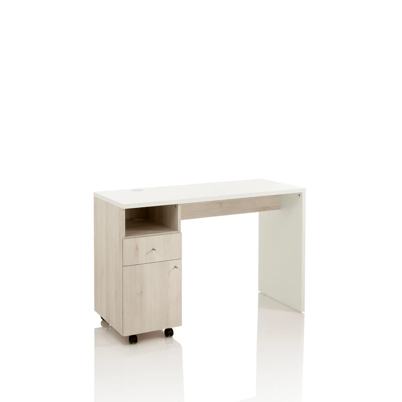 Table Manucure en Mélèze Naturel avec Tiroirs et Placard
