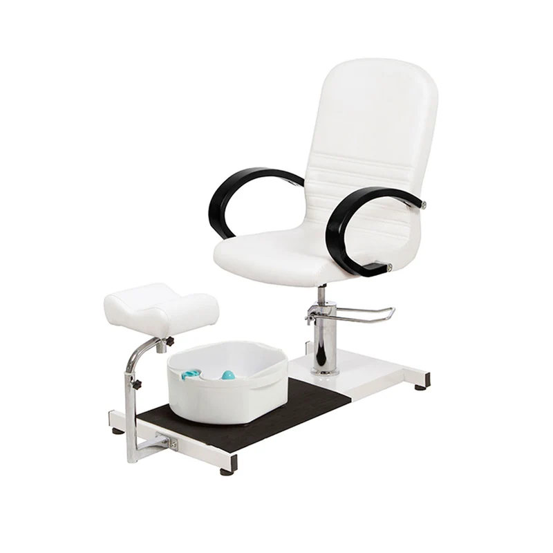 Fauteuil Pédicure ASTRA Blanc Accoudoirs Bois Wengé
