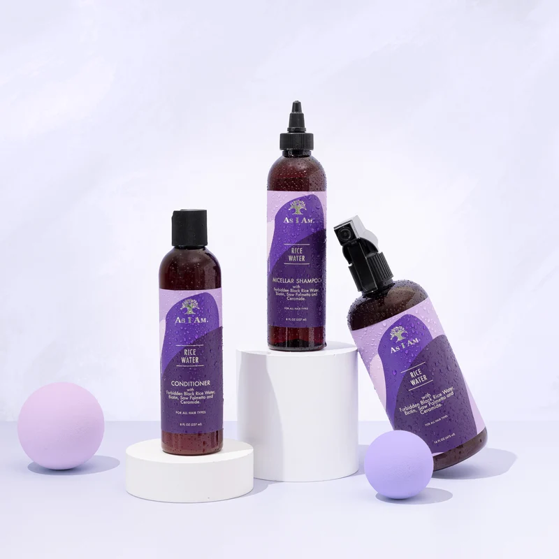 Eau de riz, shampooing et après-shampooing