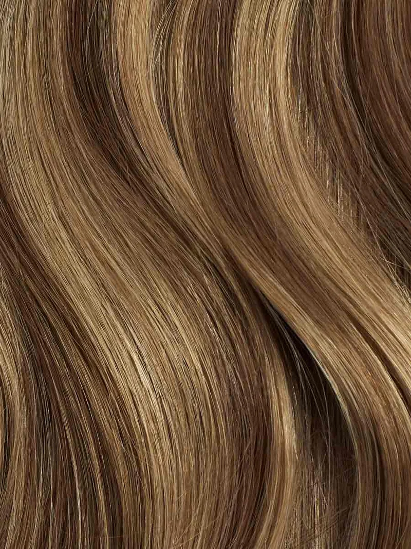 20" Chestnut Brown Highlights Scalp Hair Fill-Ins (50g)
