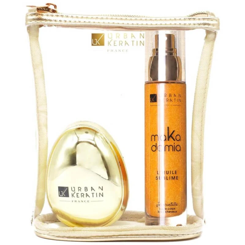 Trousse Huile Pailletée Makadamia Urban Keratin – Coffret Trousse Cadeau | Keraliss