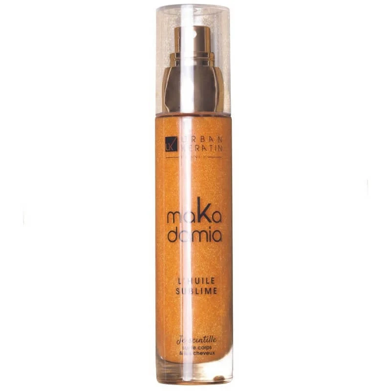Huile Pailletée Makadamia Urban Keratin 50ml – Huile Sublimatrice Éclat & Paillettes | Keraliss
