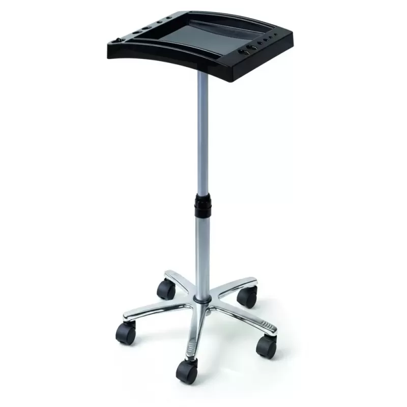 Table SIMPLEX Noire — 1 Plateau Réglable sur Roulettes