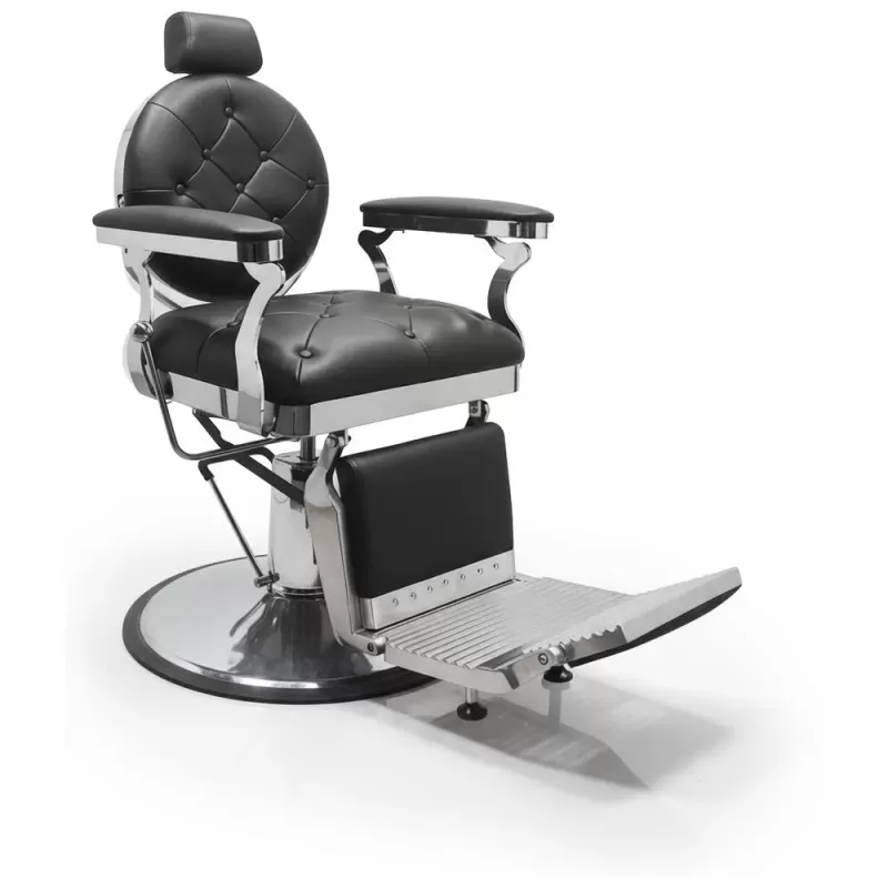 Fauteuil Barber CYRIUS Chrome — Noir, Pompe Hydraulique