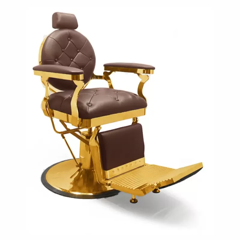 Fauteuil BARBER GOLD Rouge — Repose-Pied & Appui-Tête