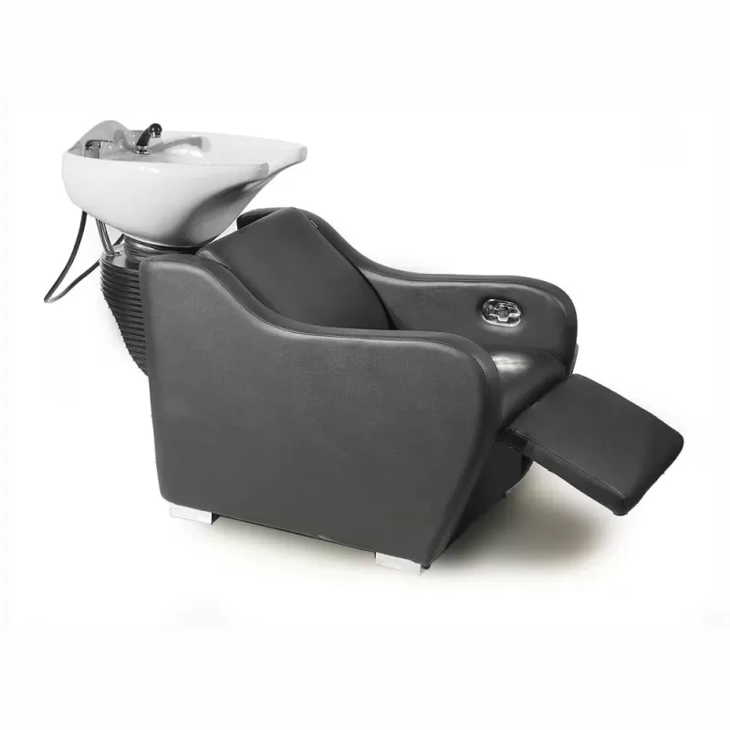 Fauteuil Bac de Lavage KALISTAR — Noir, Cuvette Céramique Blanche