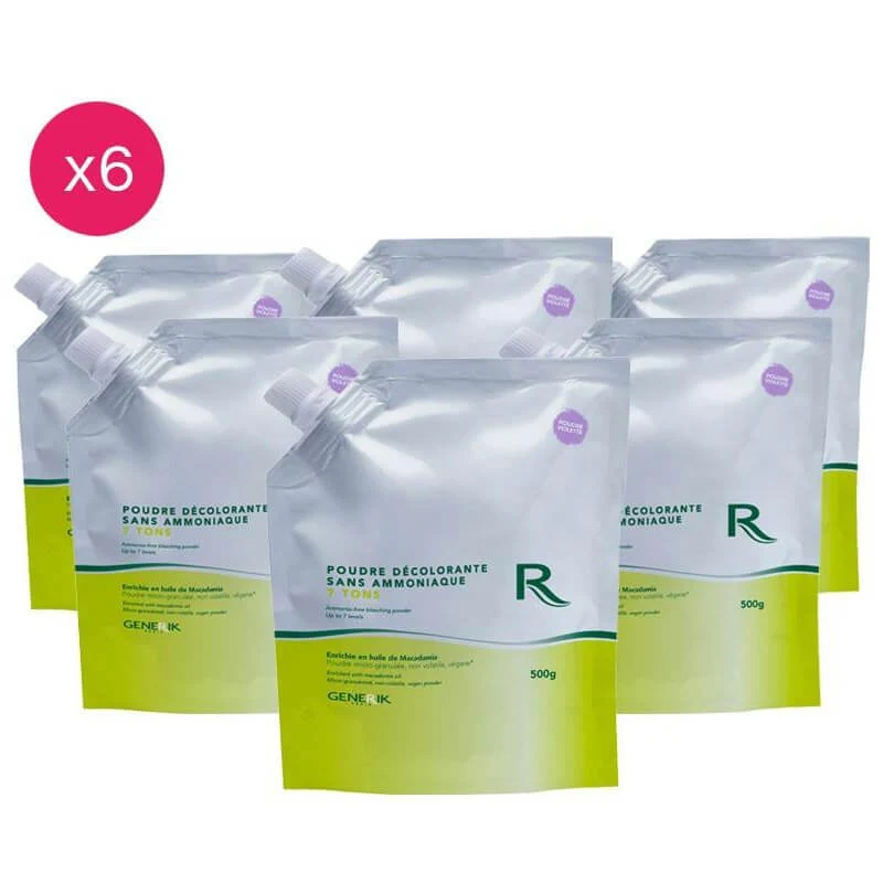 Pack de 6 poudres décolorantes 7 tons sans ammoniaque Generik 500g
