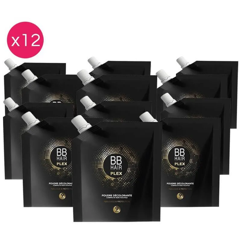 Pack de 12 poudres décolorantes 9 tons BBHair Plex Generik 500g