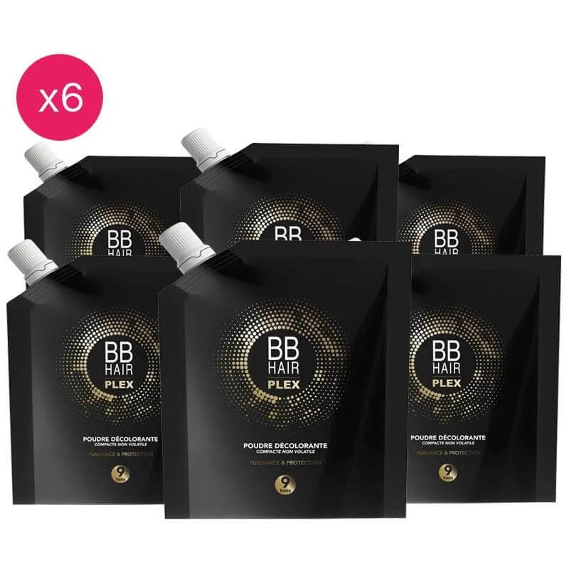 Pack de 6 poudres décolorantes 9 tons BBHair Plex Generik 500g