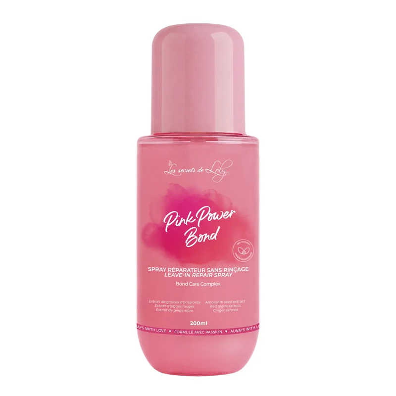 Secrets de Loly Pink Power Bond — Spray Réparateur Sans Rinçage Cheveux Ondulés, Bouclés & Crépus 200ml