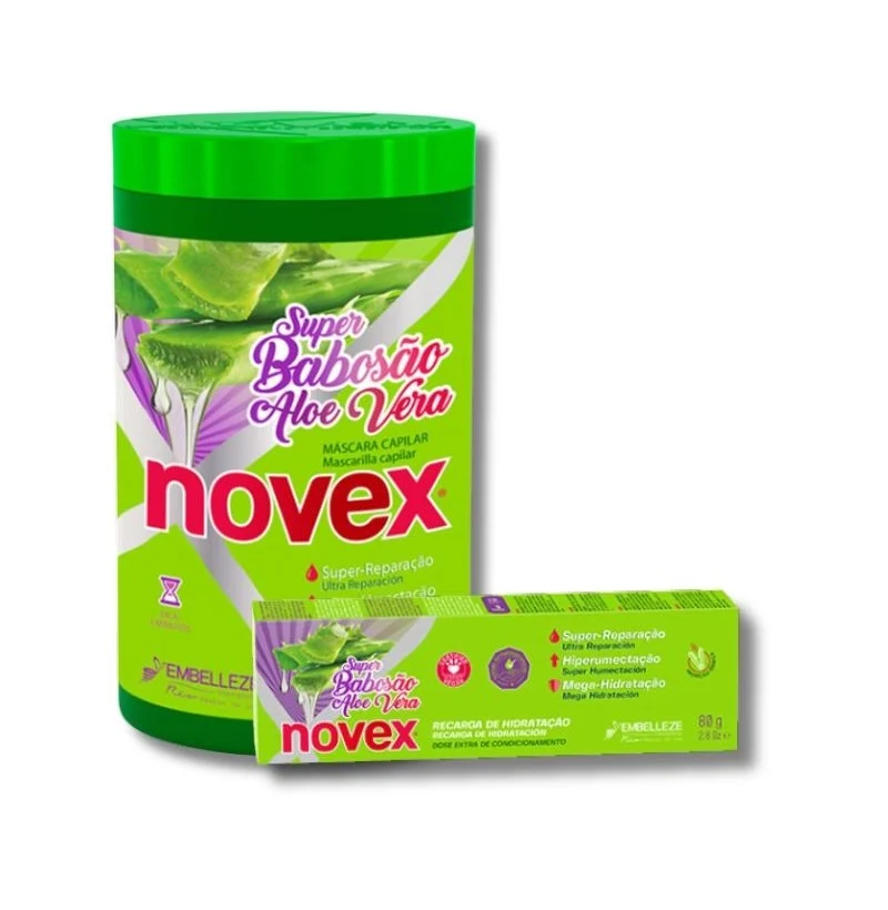 Pack NOVEX Super Aloe Vera – Masque 400 g + Recharge 80 g | Hydratation & Réparation Intense ⸻