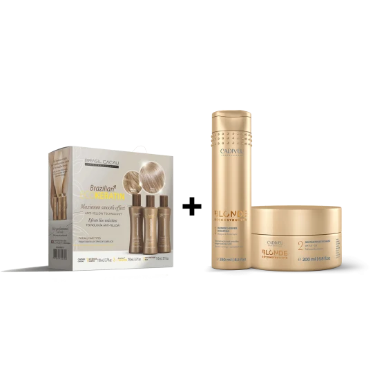 Eco Keratin Cadiveu – Coffret Lissage 3×110 ml + entretien Lissage Soins Blonds