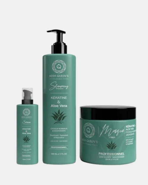 Gamme entretien lissage cheveux Kératine & Aloe vera shampooing sans sulfate