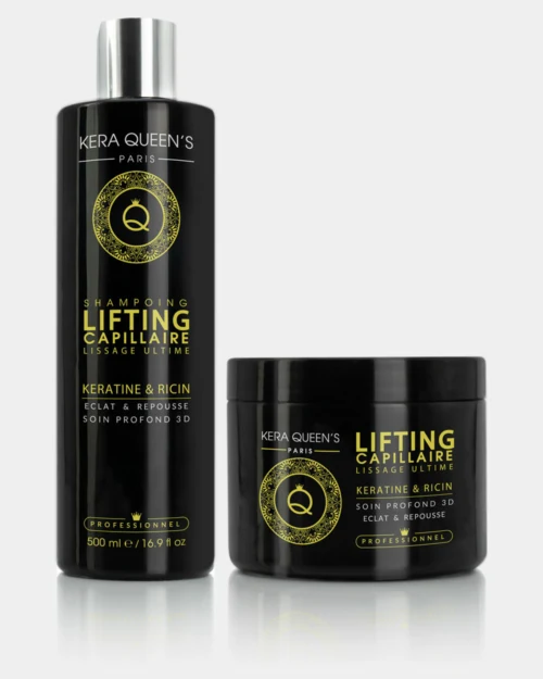 Duo Lifting Kératine & Ricin – Shampoing + Soin 500 ml | Fortifiant & Vigueur