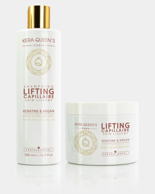 Duo Lifting Argan & Kératine – Shampoing + Soin 500 ml | Nutrition & Anti-Frisottis