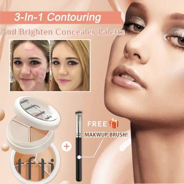 Concealer Palette 3-Farben | Aufbaubare Deckkraft für ebenmäßigen Teint | Feuchtigkeit & Glow Finish | Für alle HauttypenerFarbton™ Glatte, strahlende Oberfläche