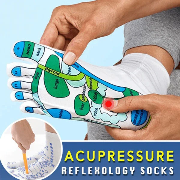 Akupressur Reflexzonen Socken aus Baumwolle | Diagramm-Zonen für Fußmassage | Atmungsaktiv & feuchtigkeitsableitend für Zuhause